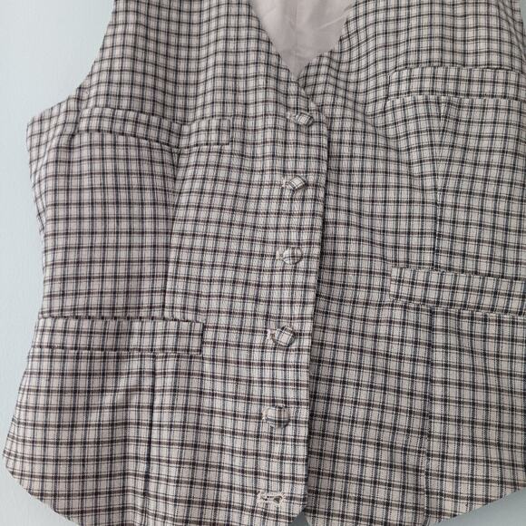 Lioness Multicolored Checkered Button Front Vest Top Sz M - Picture 4 of 6